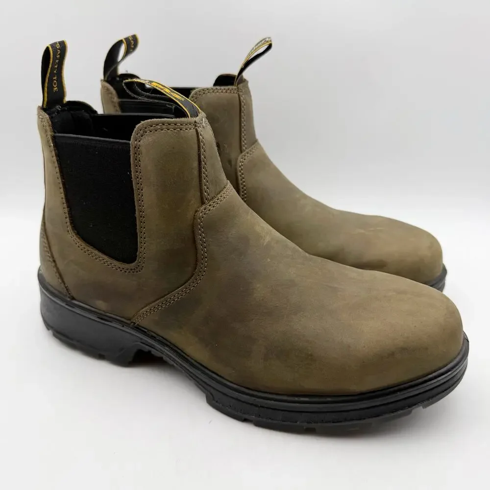 Timberland Pro Mens Nashoba Work Boots 7.5 Brown WP EH Comp Toe Pull-On EUC